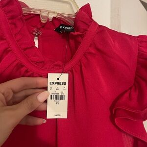 Hot Pink Express Ruffle Blouse XS